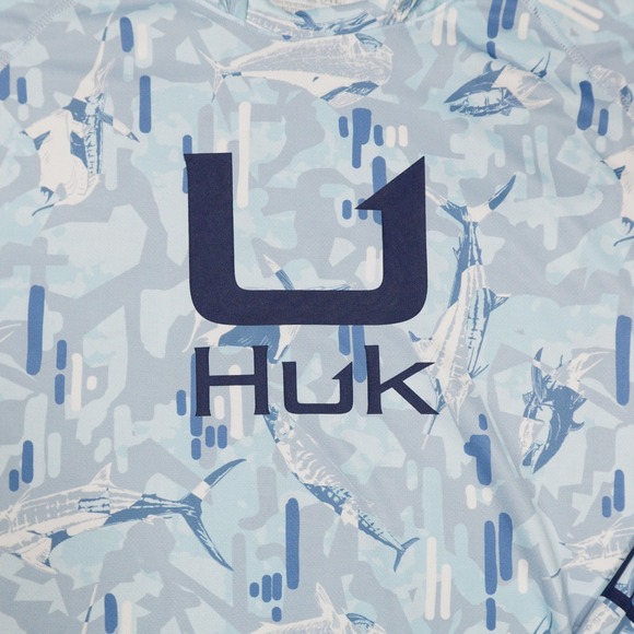 HUK Men's XL Gray Blue UPF50 Icon Performance Long Sleeve Hoodie Shirt BUNDLE - Picture 11 of 14